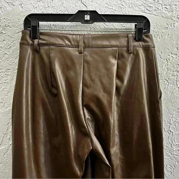 PrettyLittleThing Chocolate PU High Waist Wide Leg Pants Size 6 - Picture 6 of 12